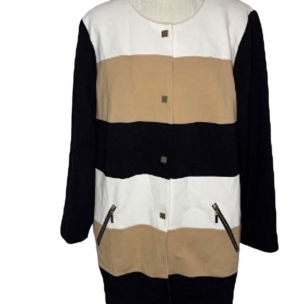 CHICO’S Striped Color Block Button Ponte Jacket🧥 - Picture 4 of 13